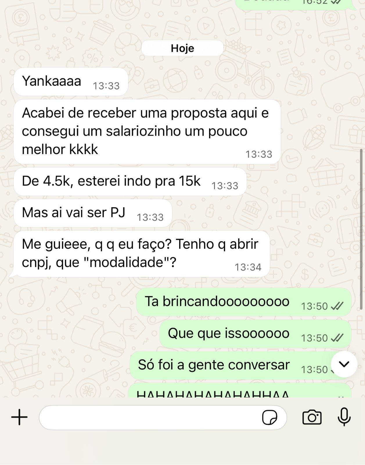 Depoimento WhatsApp - salario de 4.5k para 15k